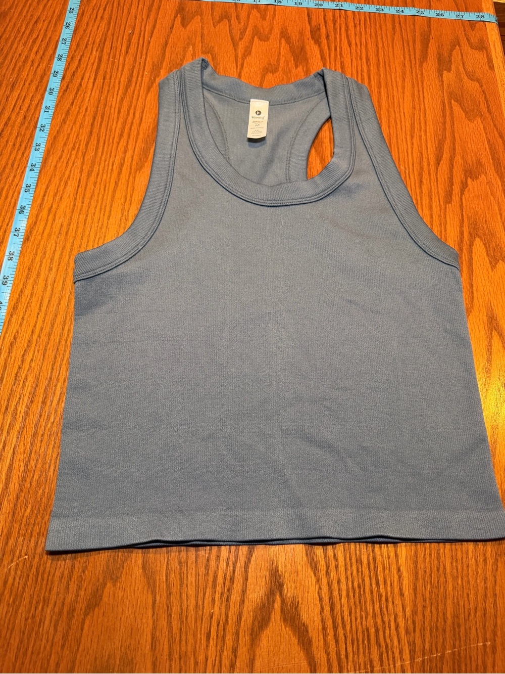 90 Degree By Reflex Ribbed Racerback Tank Top - Dusty Blue